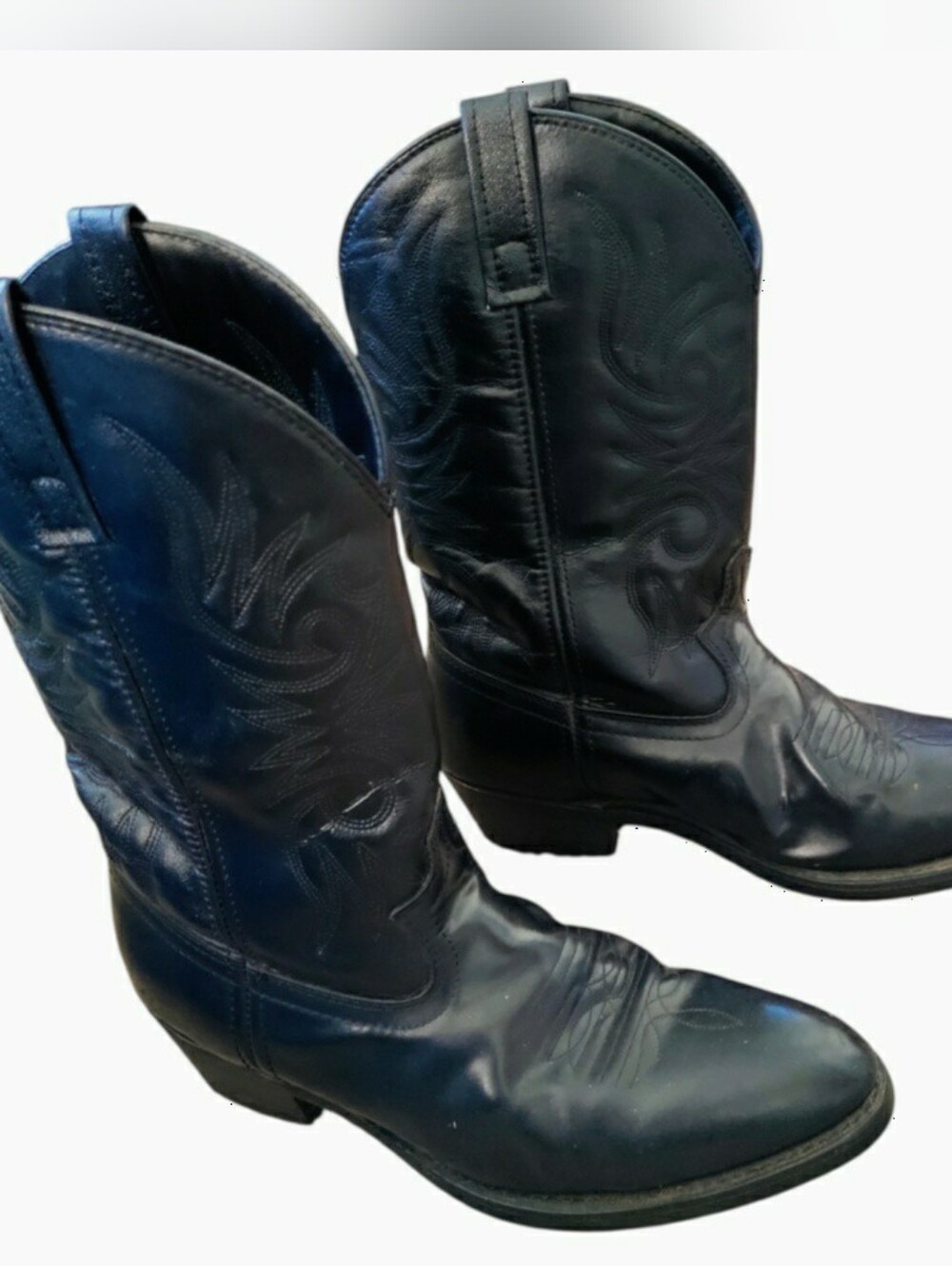 Leather Cowboy Boots Shoe Dept Stitched Western